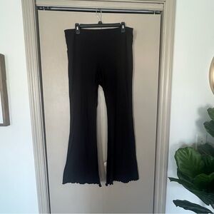 Black Flared, Ribbed, Soft Lounge Pants